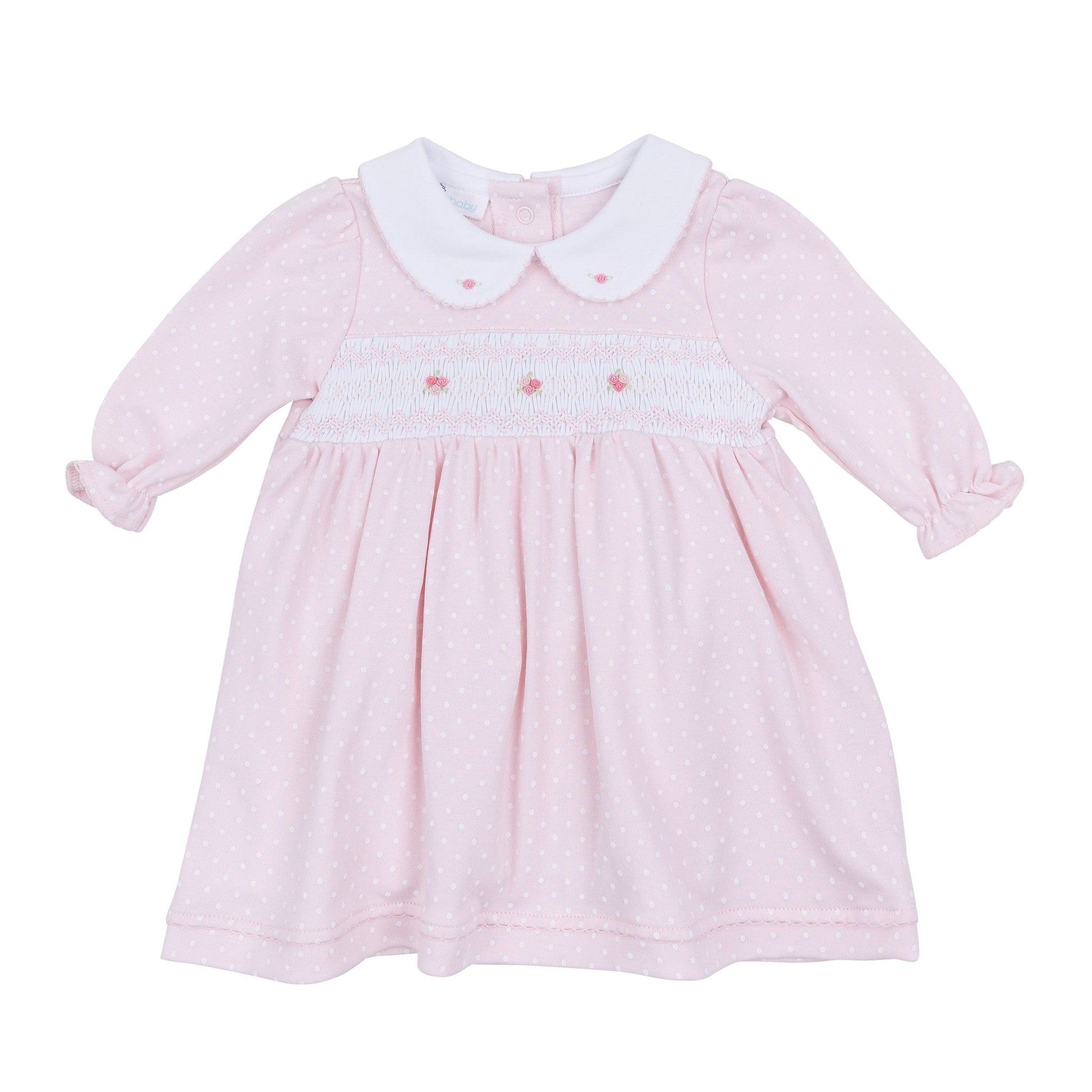 Mia's Classics Smocked Long Sleeve Dress - Pink - Magnolia BabyDress