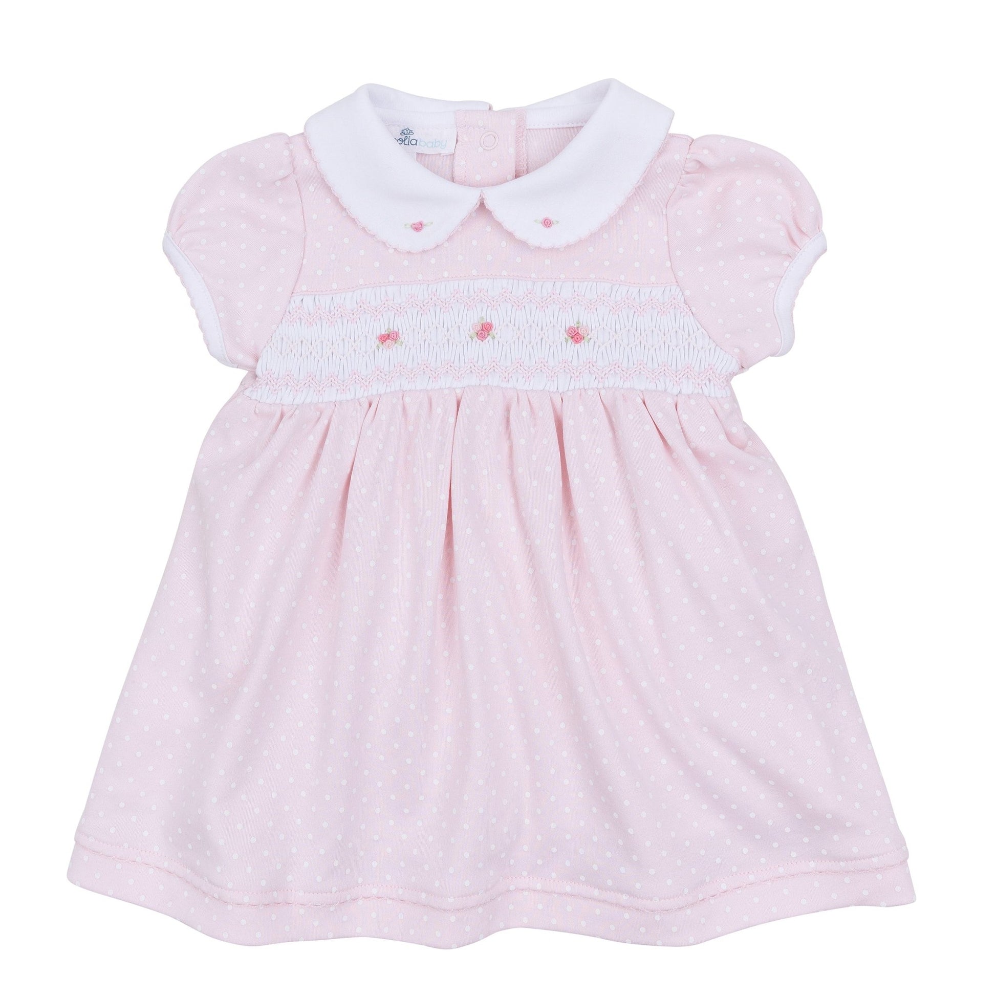 Mia's Classics Smocked Short Sleeve Dress - Pink - Magnolia BabyDress