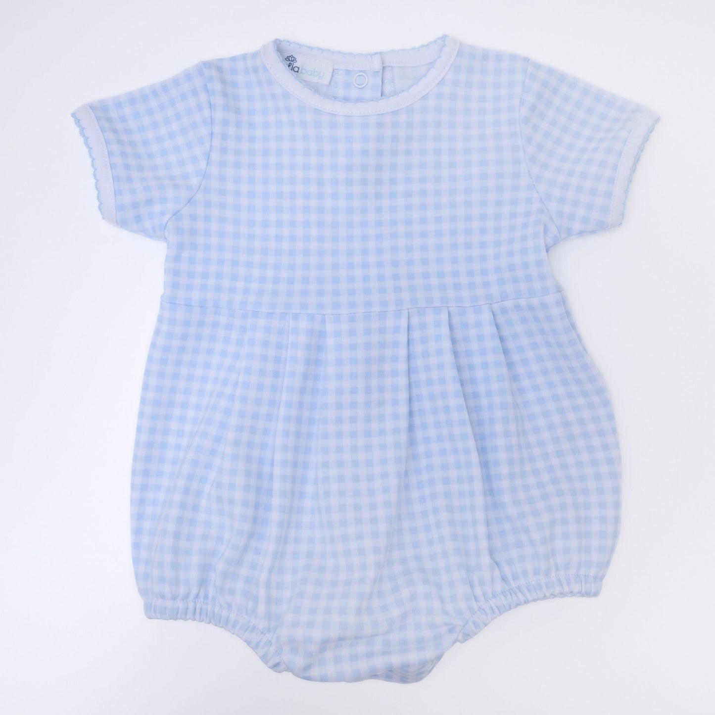 Mini Checks Blue Short Sleeve Bubble - Magnolia BabyBubble