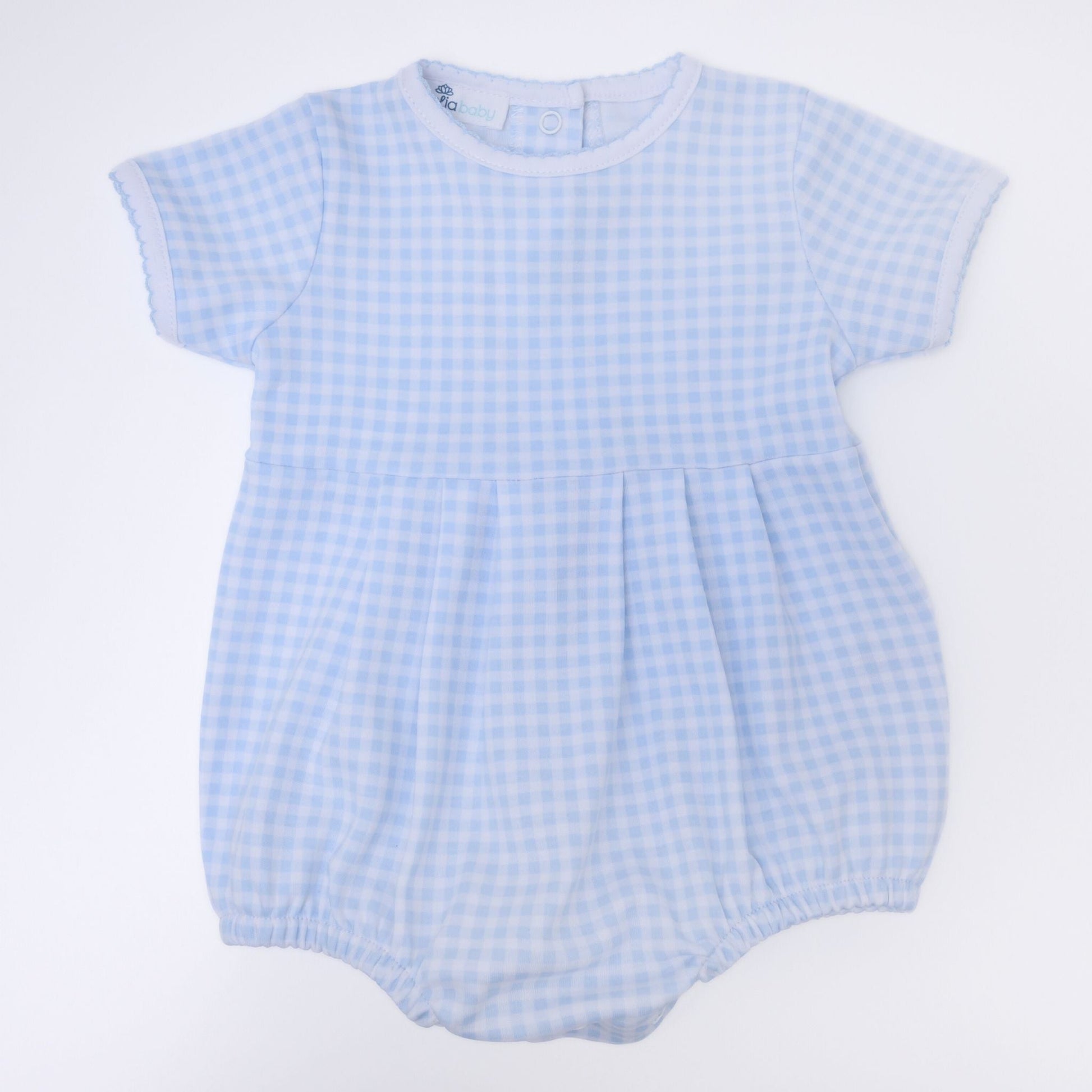 Mini Checks Blue Short Sleeve Bubble - Magnolia BabyBubble
