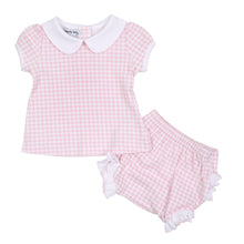  Mini Checks Collared Ruffle Short Sleeve Diaper Cover Set - Pink - Magnolia BabyDiaper Cover