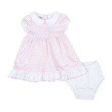  Mini Checks Collared Short Sleeve Dress - Pink - Magnolia BabyDress