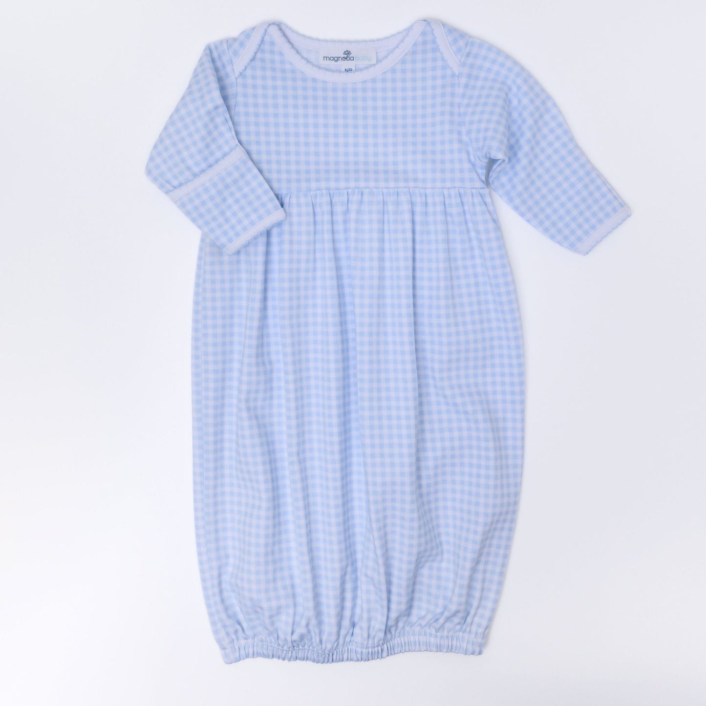 Mini Checks Gathered Gown - Blue - Magnolia BabyGown