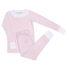  Mini Checks Ruffle Long Pajamas - Pink - Magnolia BabyLong Pajamas