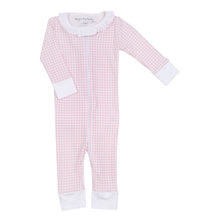  Mini Checks Ruffle Zip Pajamas - Pink - Magnolia BabyZipper Pajamas