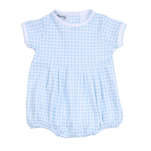  Mini Checks Short Sleeve Boy Bubble - Blue - Magnolia BabyBubble