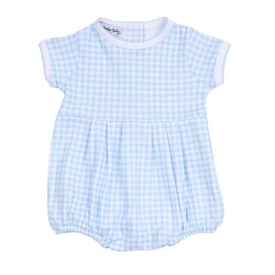 Mini Checks Short Sleeve Boy Bubble - Blue - Magnolia BabyBubble