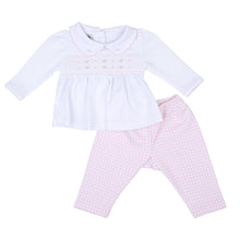  Mini Checks Smocked 2pc Pant Set - Pink - Magnolia Baby2pc Pant Set