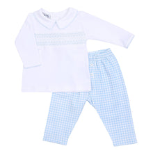  Mini Checks Smocked Collared Boy 2pc Pant Set - Blue - Magnolia Baby2pc Pant Set