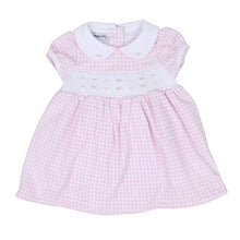  Mini Checks Smocked Short Sleeve Dress - Pink - Magnolia BabyDress