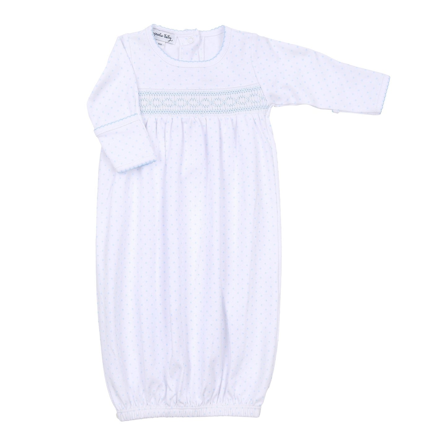 Mini Dots Smocked Gathered Gown - Blue - Magnolia BabyGown