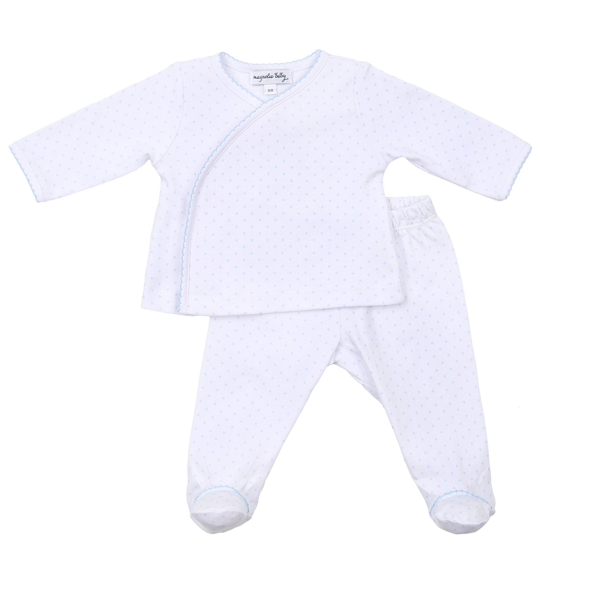 Mini Dots X - Tee Footed Pant Set - Blue - Magnolia Baby2pc Pant Set