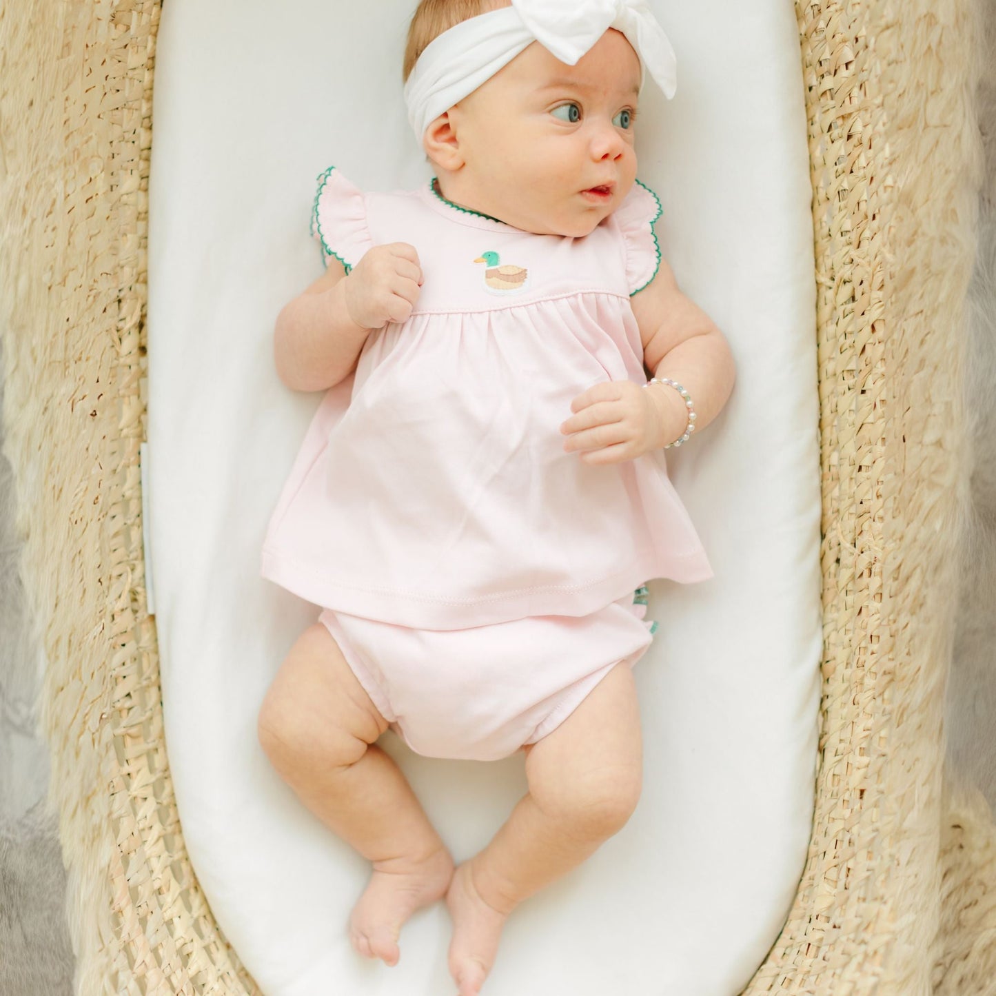 Mini Mallard Embroidered Diaper Cover Set - Pink - Magnolia BabyDiaper Cover