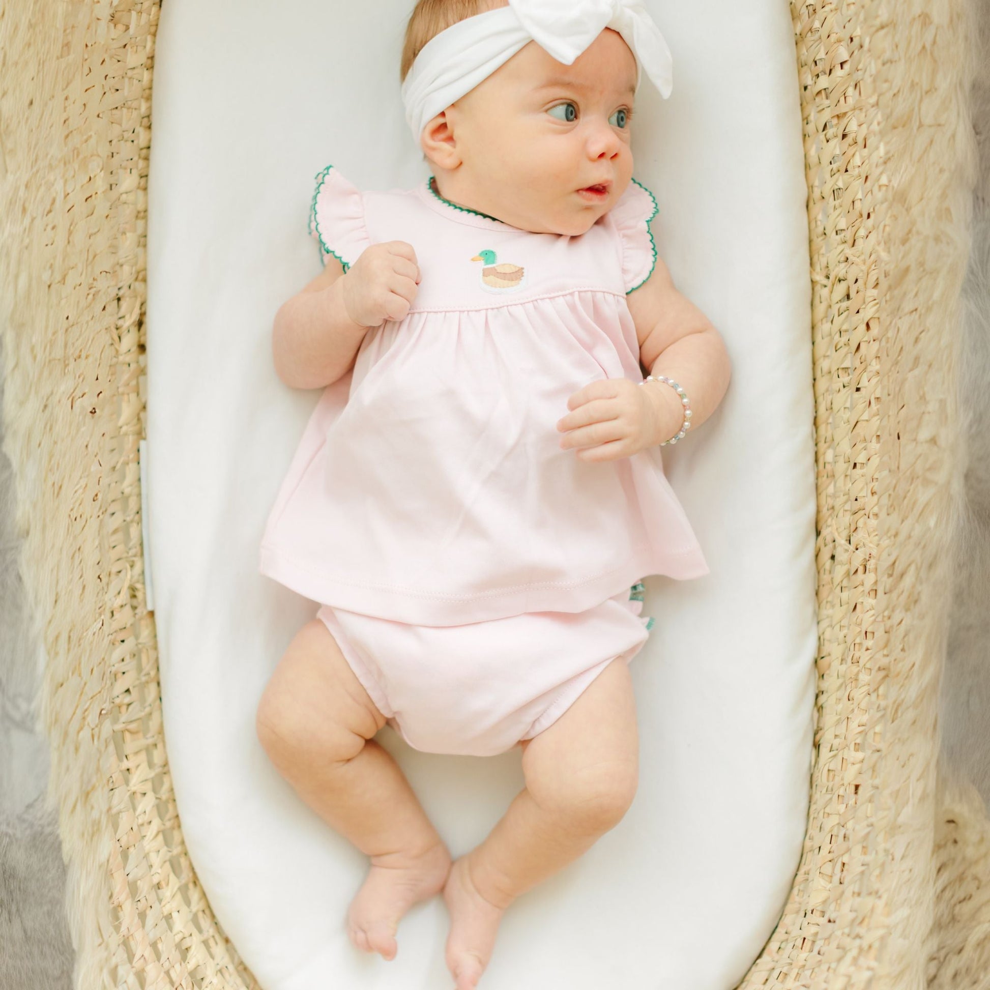 Mini Mallard Embroidered Diaper Cover Set - Pink - Magnolia BabyDiaper Cover