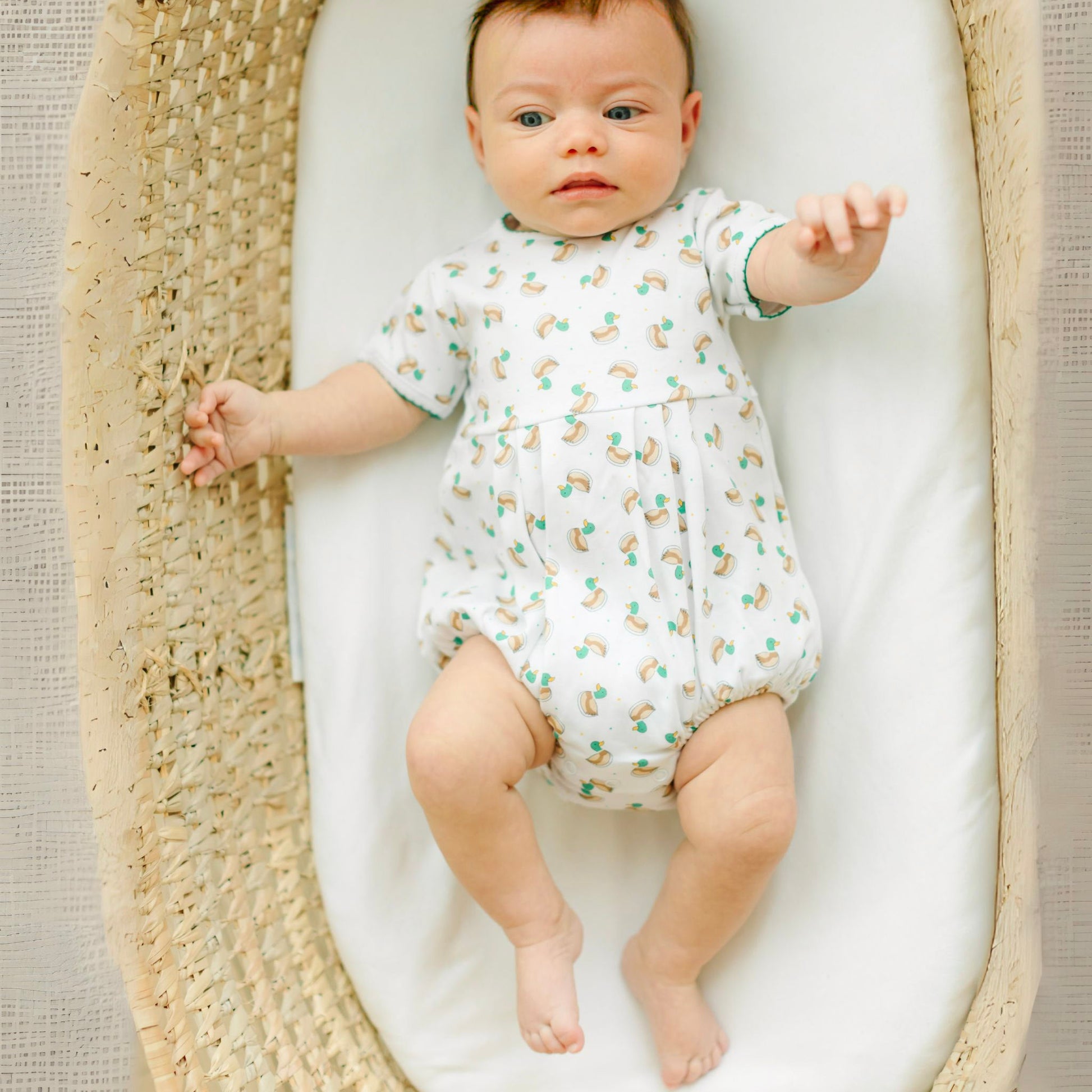 Mini Mallard Print Short Sleeve Bubble - Green - Magnolia BabyBubble