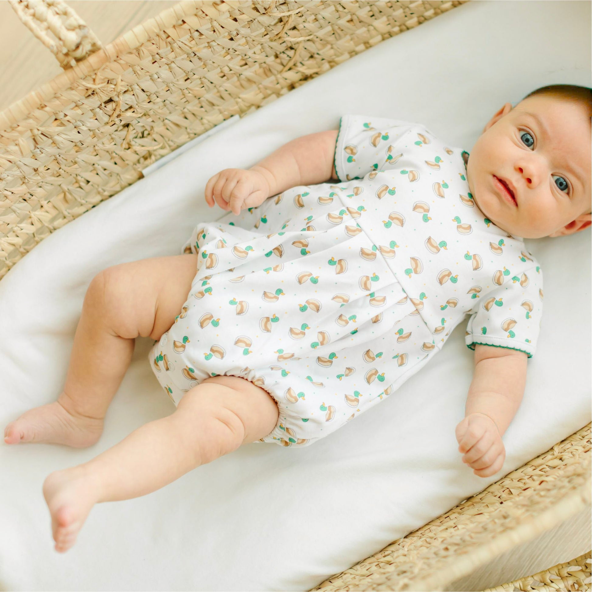 Mini Mallard Print Short Sleeve Bubble - Green - Magnolia BabyBubble