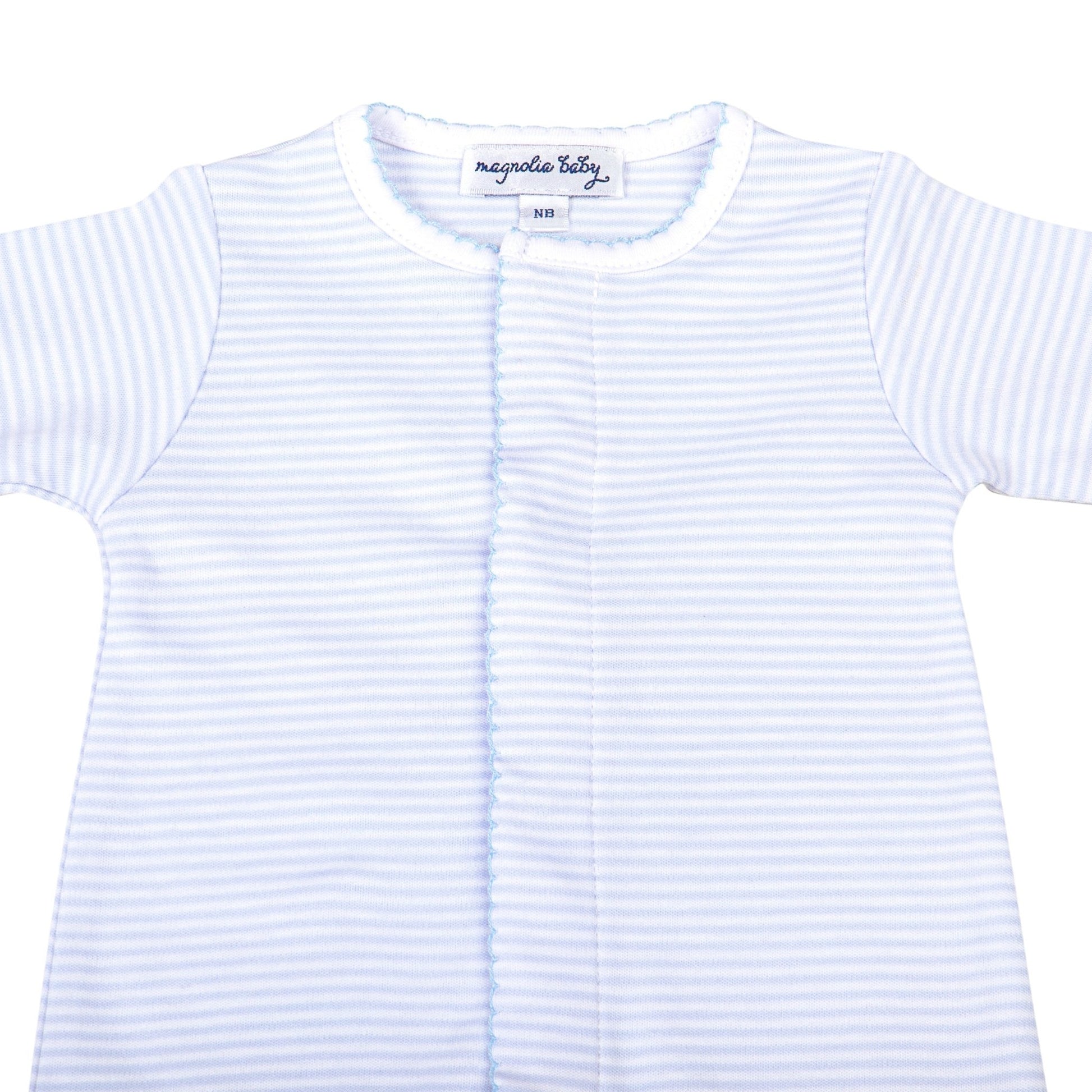 Mini Stripes Footie - Blue - Magnolia BabyFootie
