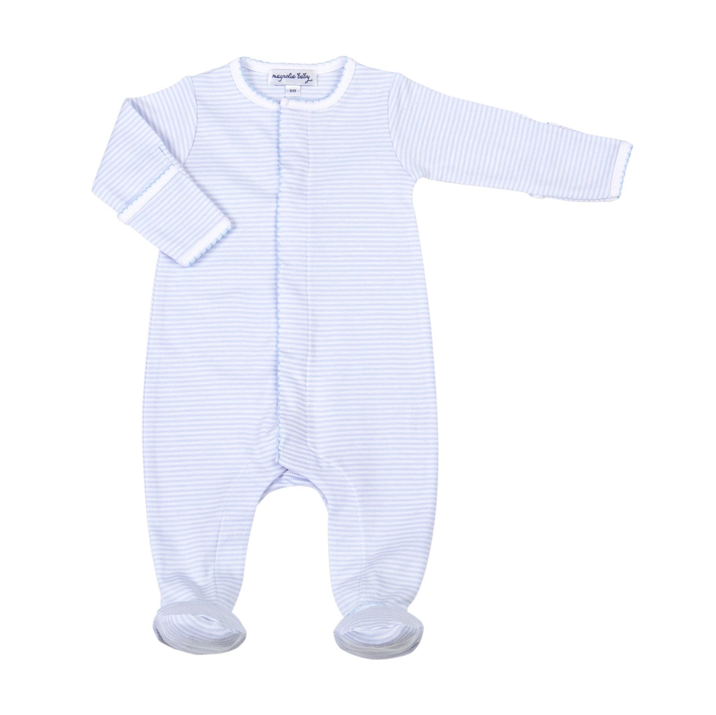 Mini Stripes Footie - Blue - Magnolia BabyFootie