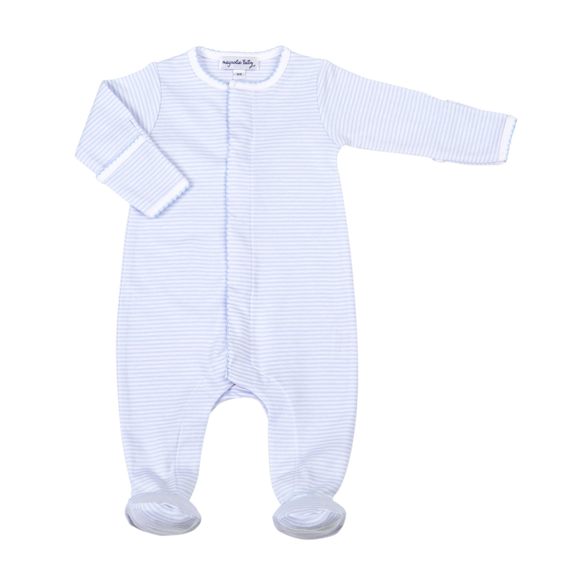 Mini Stripes Footie - Blue - Magnolia BabyFootie