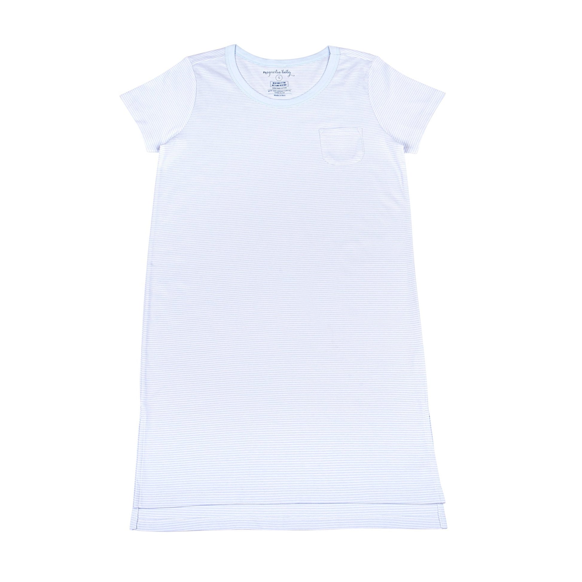 Mini Stripes Women's Night Short Sleeve Shirt - Blue - Magnolia BabyNight Shirt