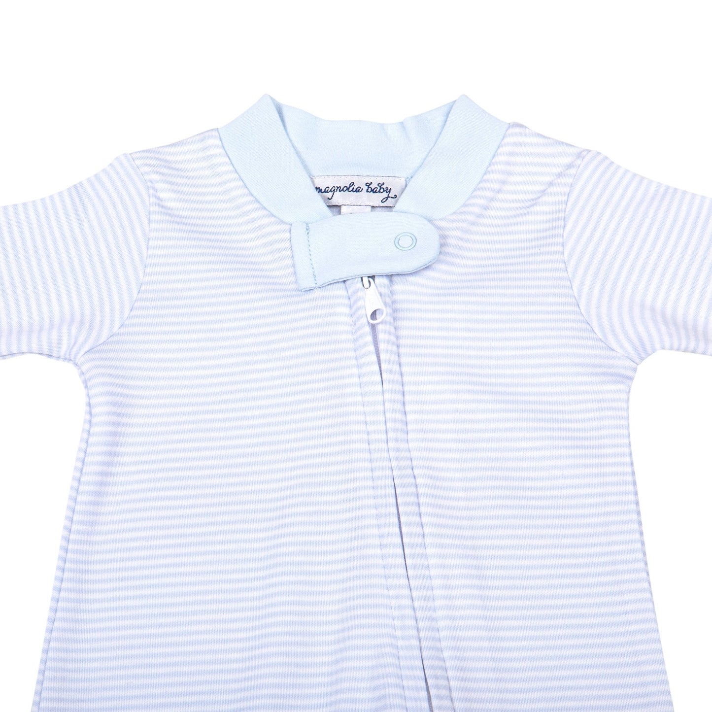 Mini Stripes Zip Footie - Blue - Magnolia BabyFootie
