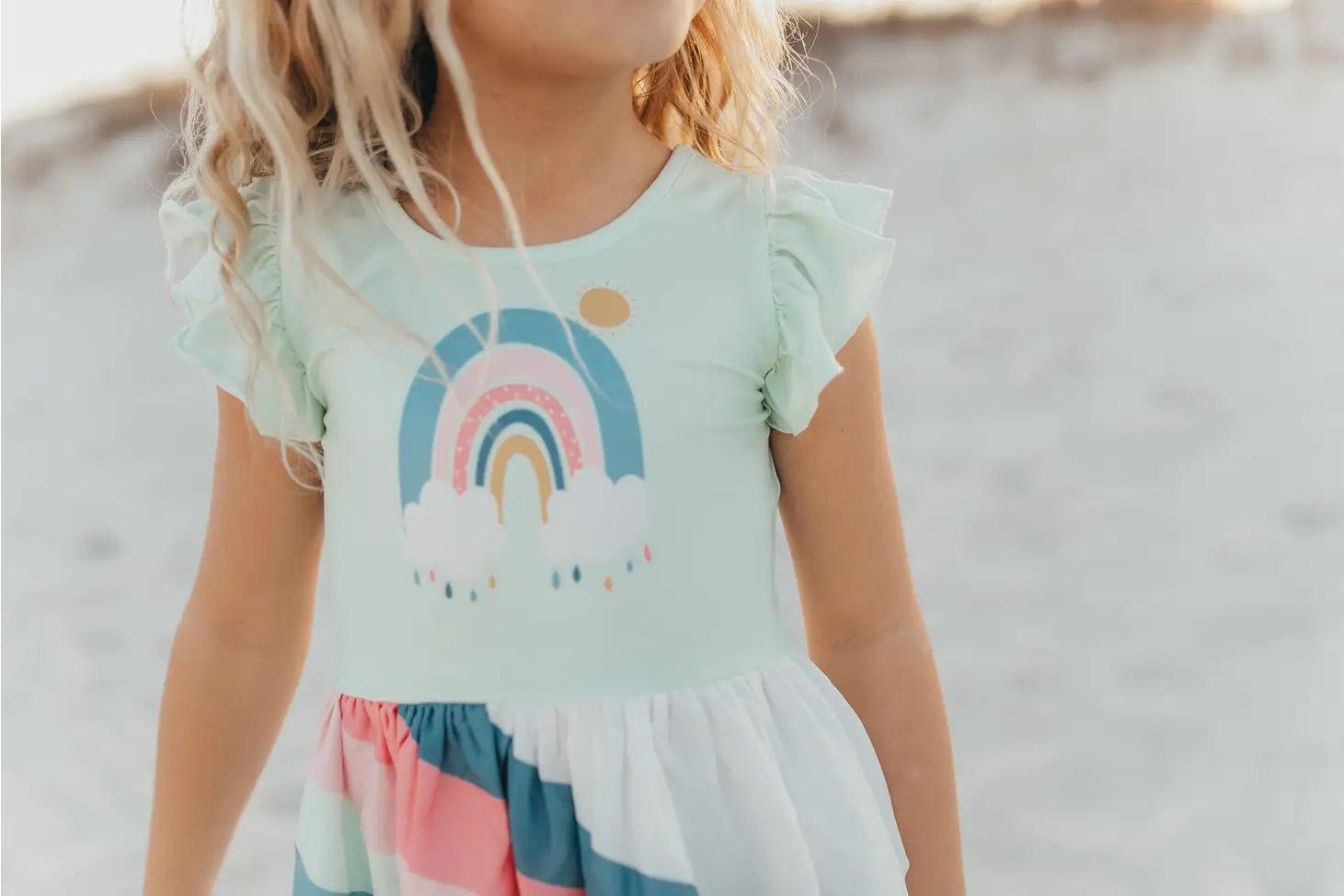 Mint Rainbow Hi Lo Dress - Magnolia BabyDress