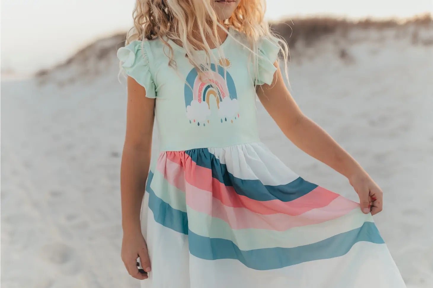 Mint Rainbow Hi Lo Dress - Magnolia BabyDress