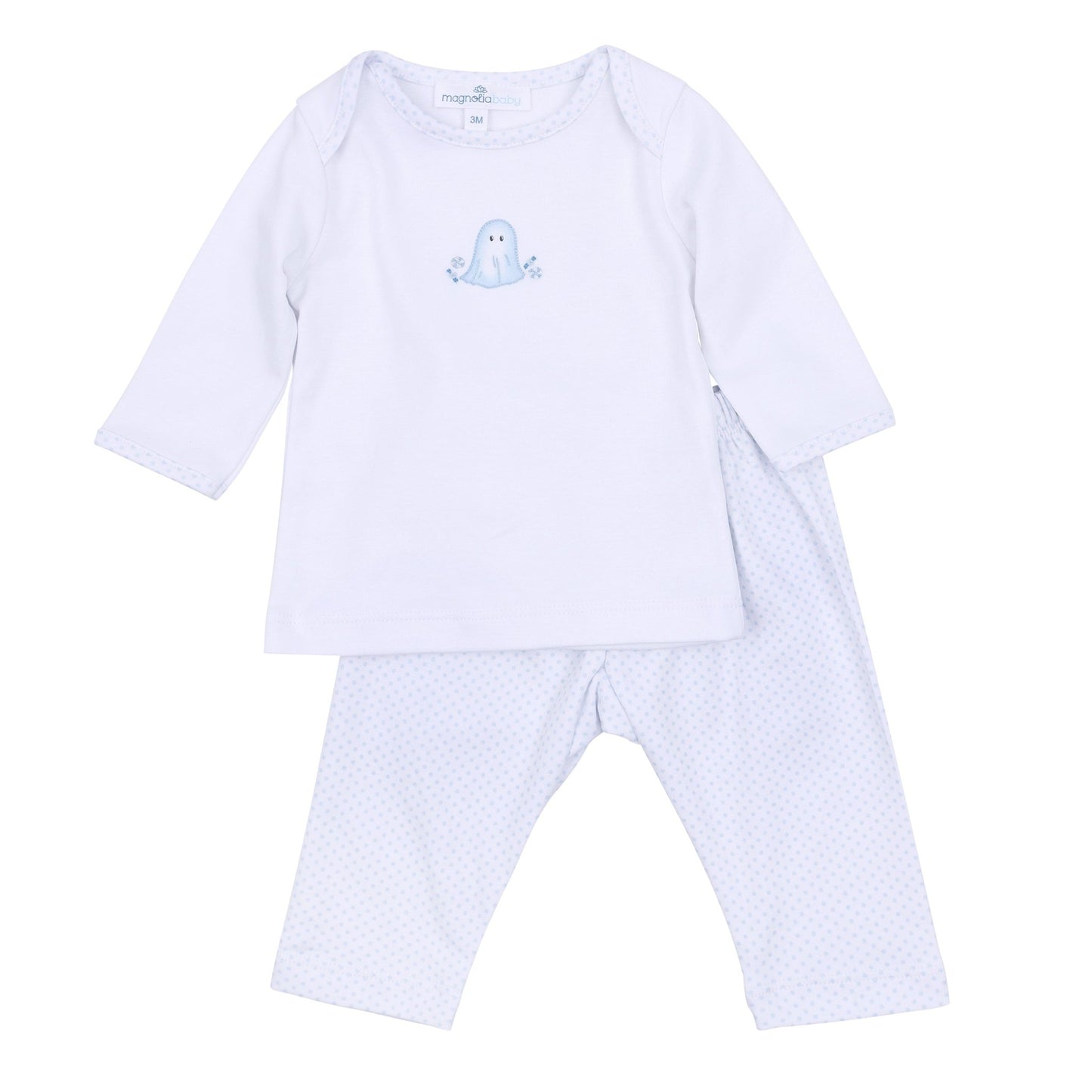 My Little Boo Embroidered 2pc Pant Set - Light Blue - Magnolia Baby2pc Pant Set