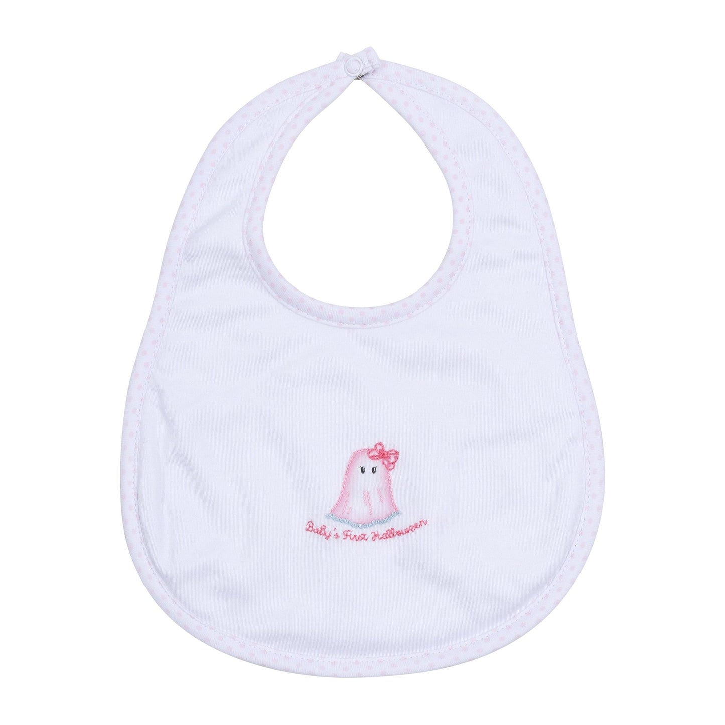 My Little Boo Embroidered Baby's First Halloween Bib - Pink - Magnolia BabyBib