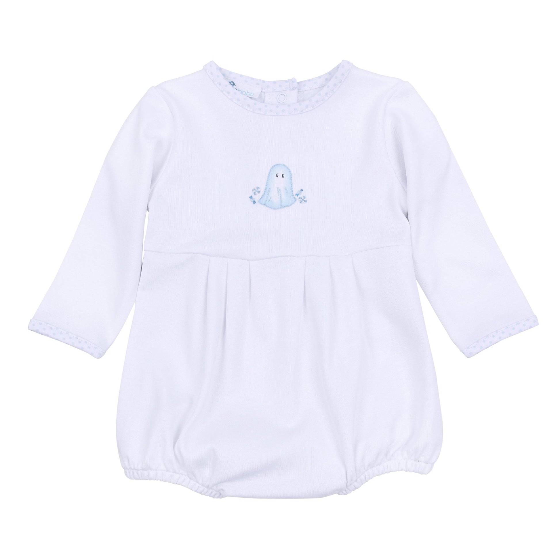 My Little Boo Embroidered Long Sleeve Bubble - Light Blue - Magnolia BabyBubble