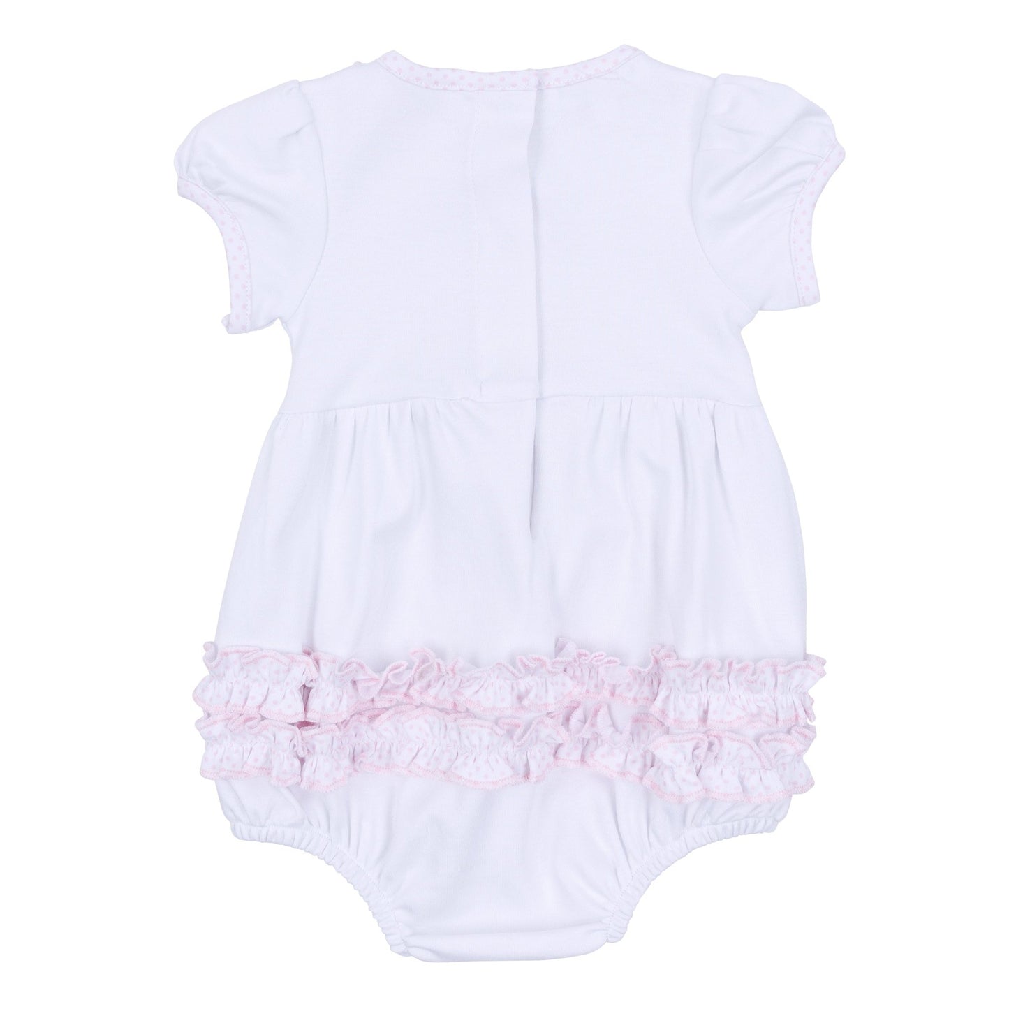 My Little Boo Embroidered Ruffle Short Sleeve Bubble - Pink - Magnolia BabyBubble