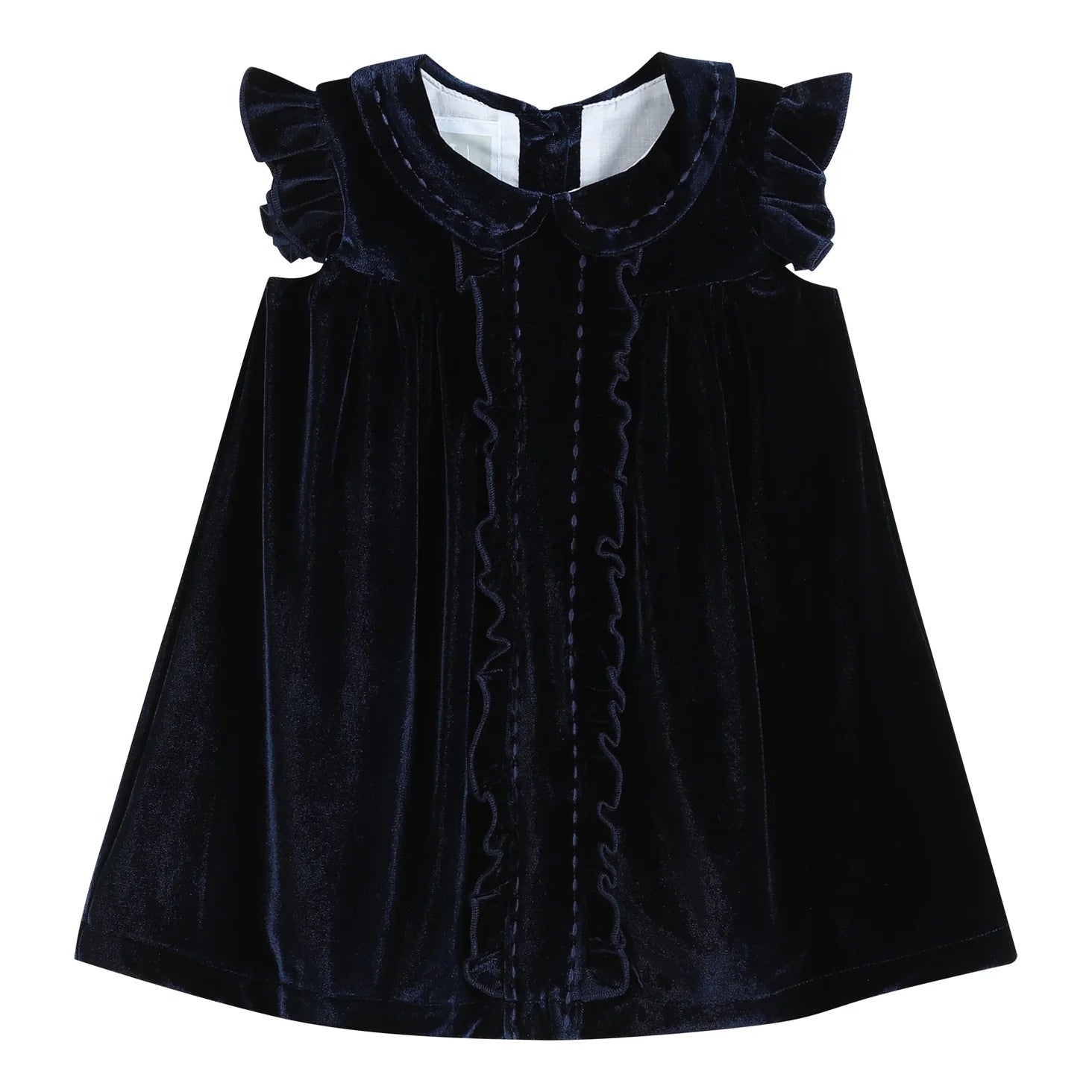 Navy Velour Flutter Dress - Magnolia BabyDress