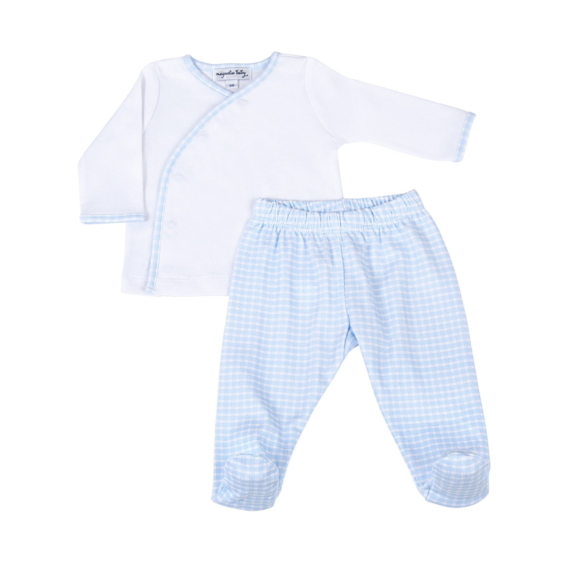 New Beginnings Kimono Footed Pant Set - Blue - Magnolia Baby2pc Pant Set
