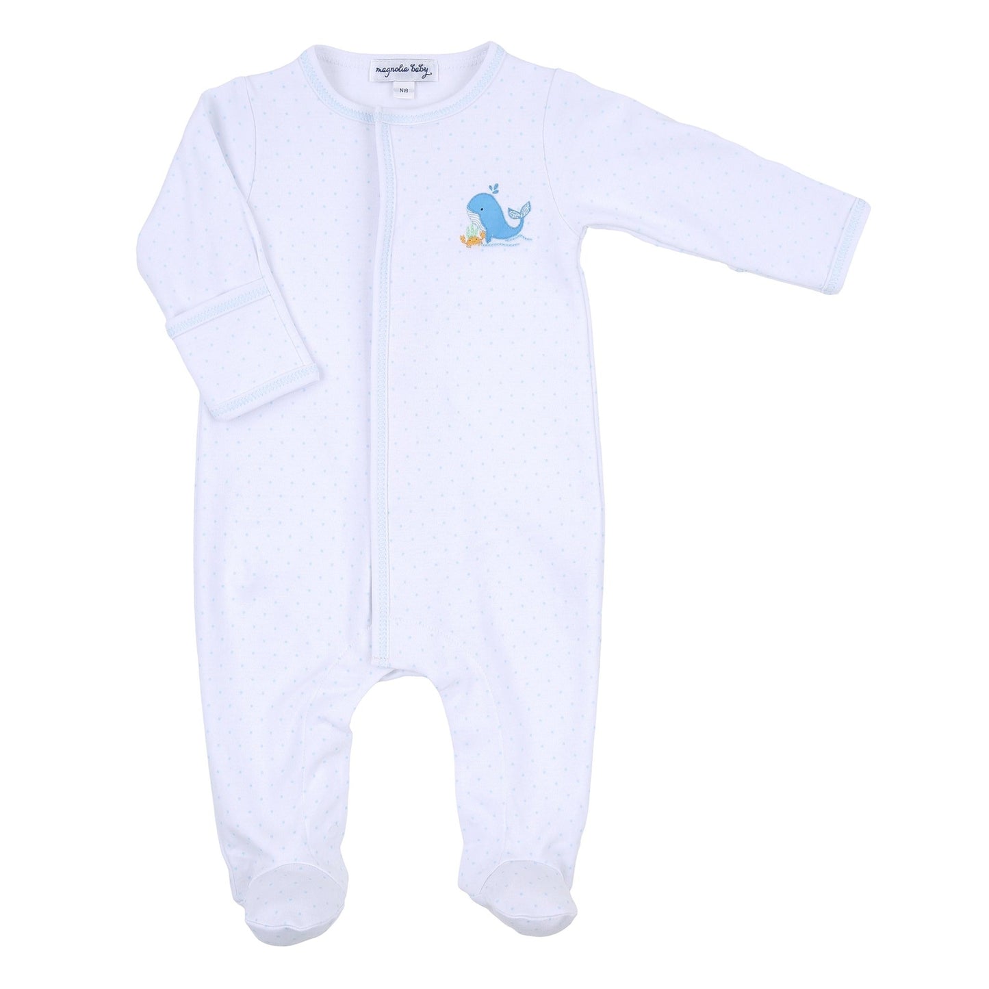 Ocean Bliss Blue Embroidered Footie - Magnolia BabyFootie
