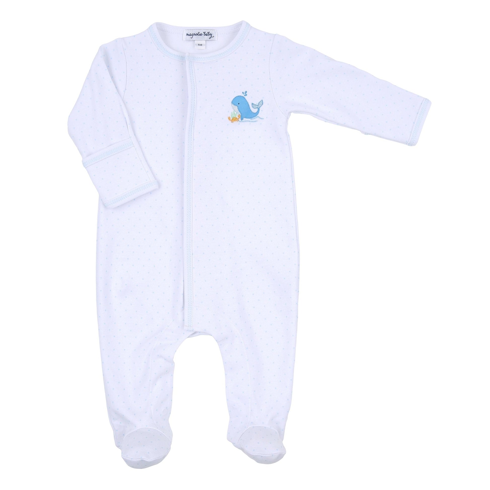 Ocean Bliss Blue Embroidered Footie - Magnolia BabyFootie