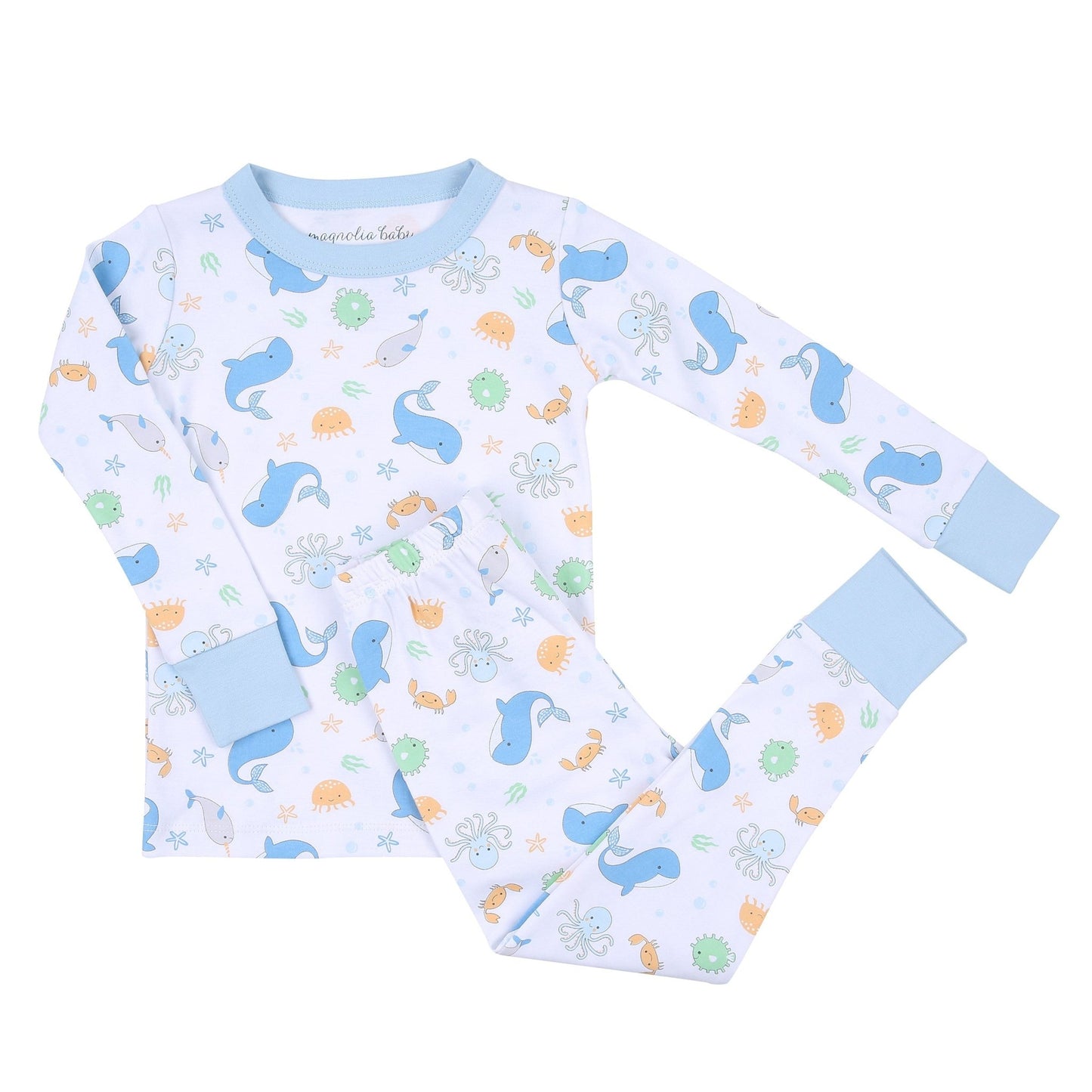 Ocean Bliss Blue Infant/Toddler Long Pajamas - Magnolia BabyLong Pajamas