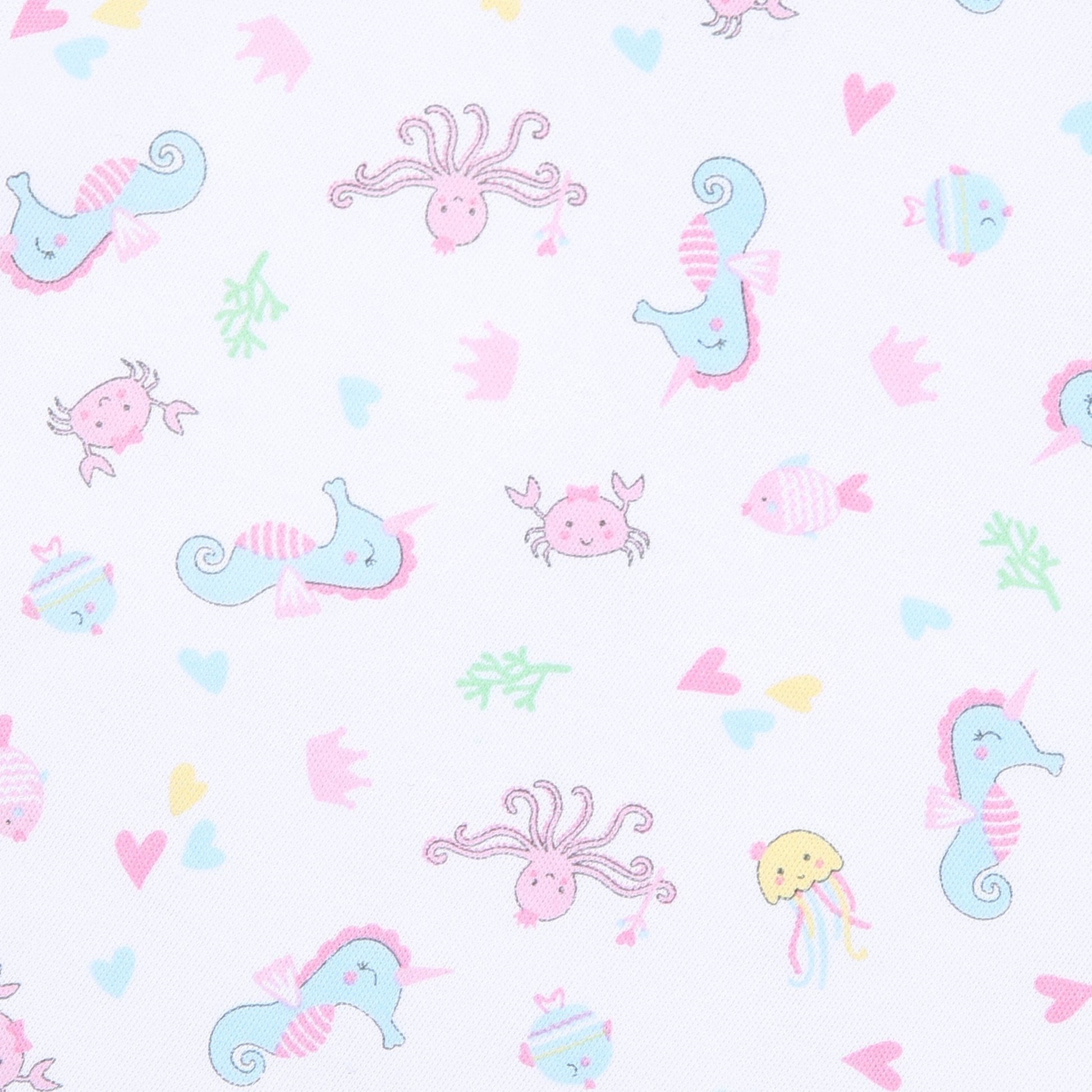 Ocean Bliss Pink Print Ruffle Footie - Magnolia BabyFootie