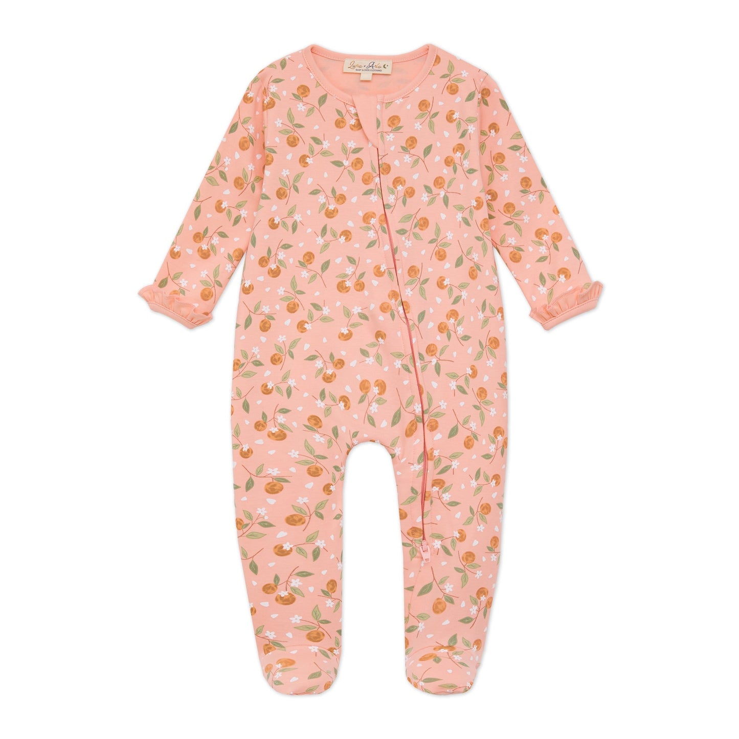 Orange Blossoms Zip Footie - Luna and ArloFootie