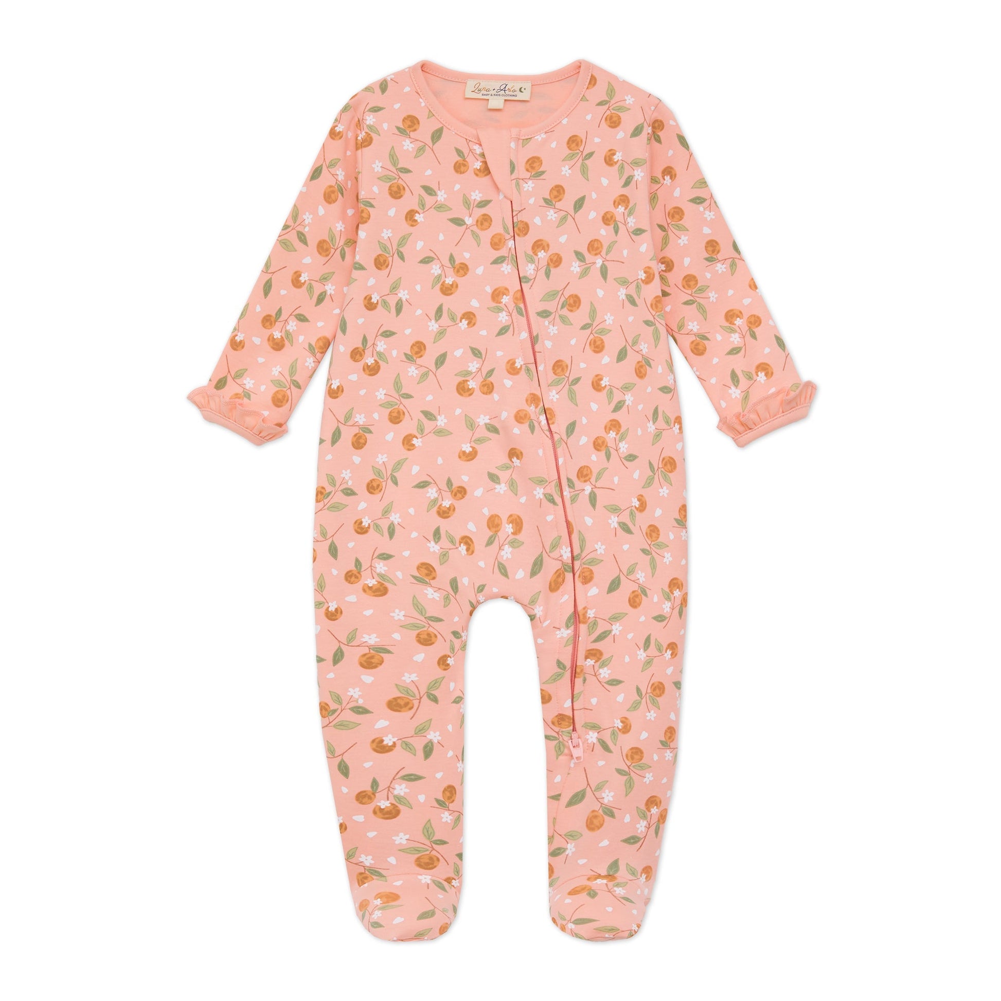 Orange Blossoms Zip Footie - Luna and ArloFootie