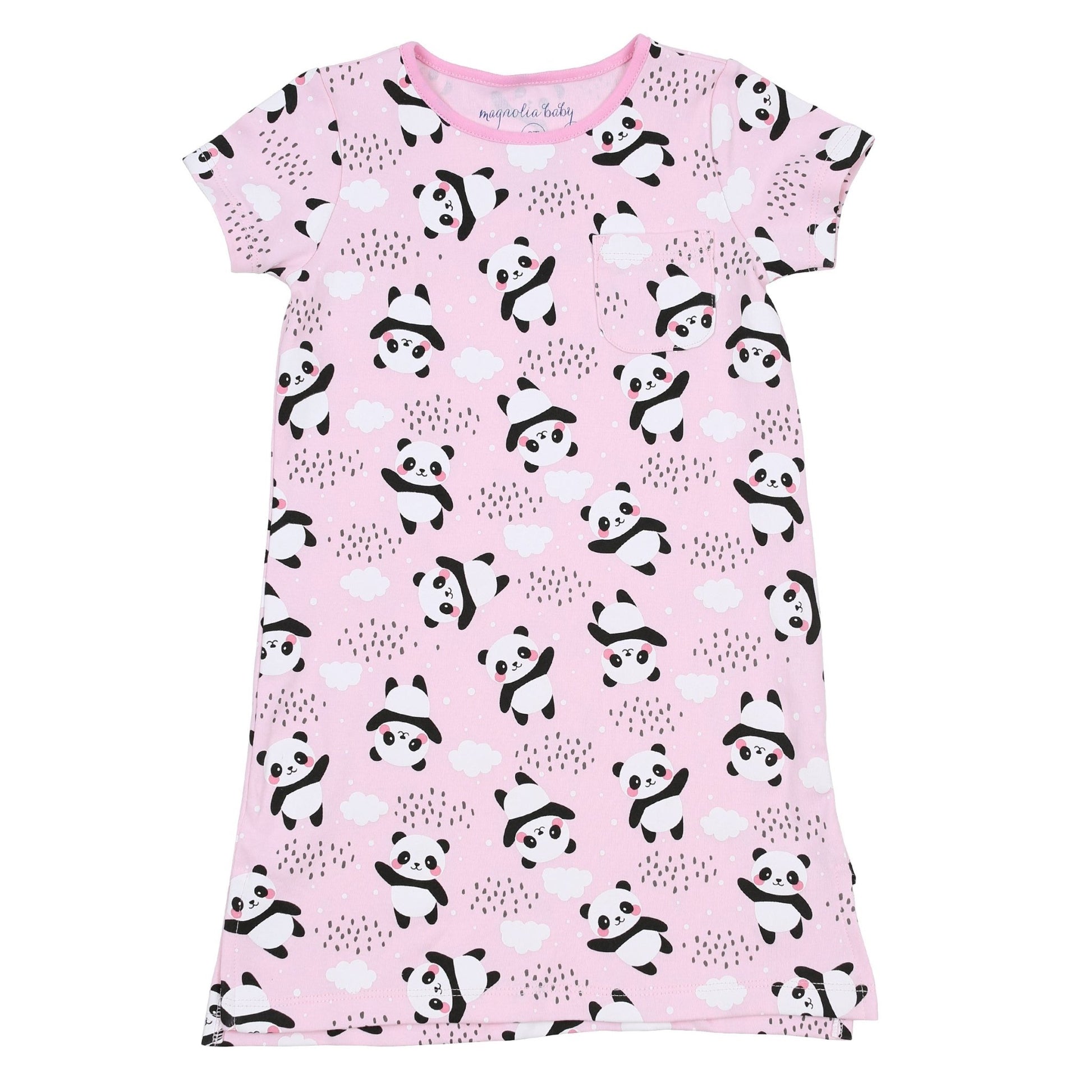 Panda Love Pink Girl's Short Sleeve Nightdress - Magnolia BabyNightdress