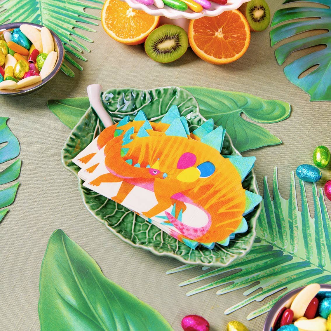 Party Dinosaur Shaped Napkins - 16 Pack - Magnolia BabyParty Supplies