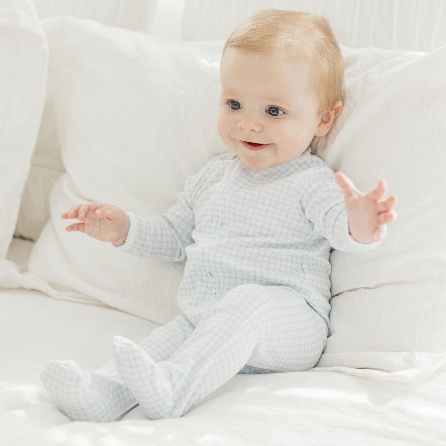 Peek - A - Boo Wishes Zip Footie - Light Blue - Magnolia BabyFootie