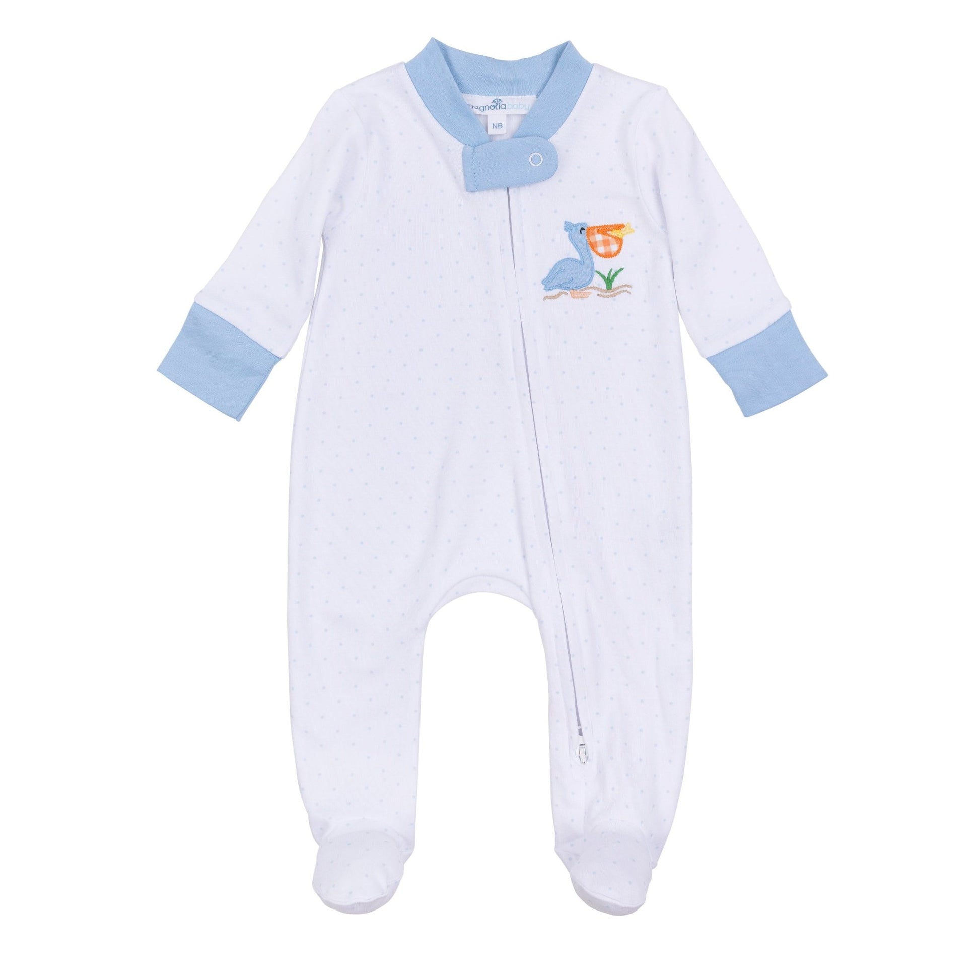 Pelican Bay Applique Zip Footie - Magnolia BabyFootie