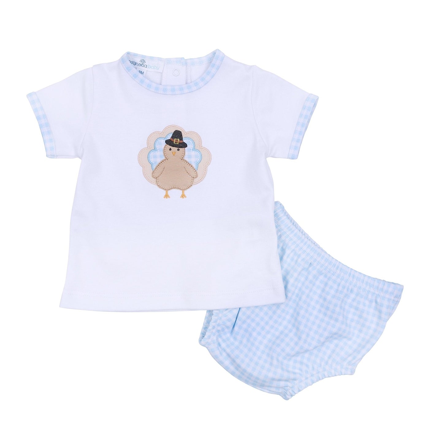 Pilgrim Pals Applique Diaper Cover Set - Light Blue - Magnolia BabyDiaper Cover