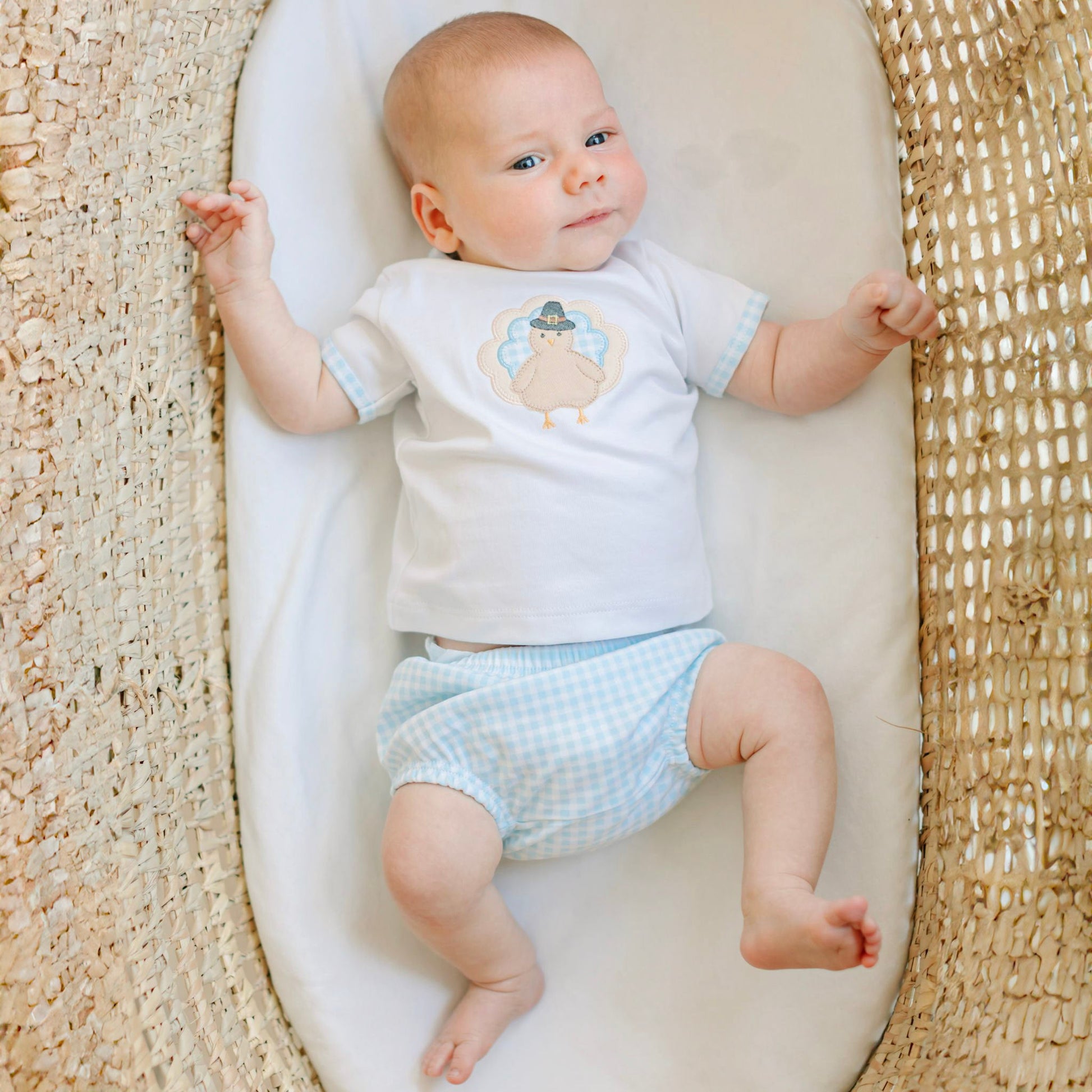 Pilgrim Pals Applique Diaper Cover Set - Light Blue - Magnolia BabyDiaper Cover