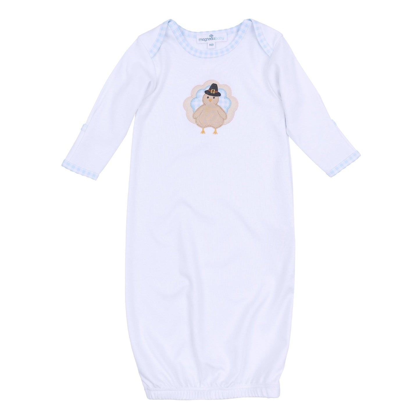 Pilgrim Pals Applique Lap Gown - Light Blue - Magnolia BabyGown