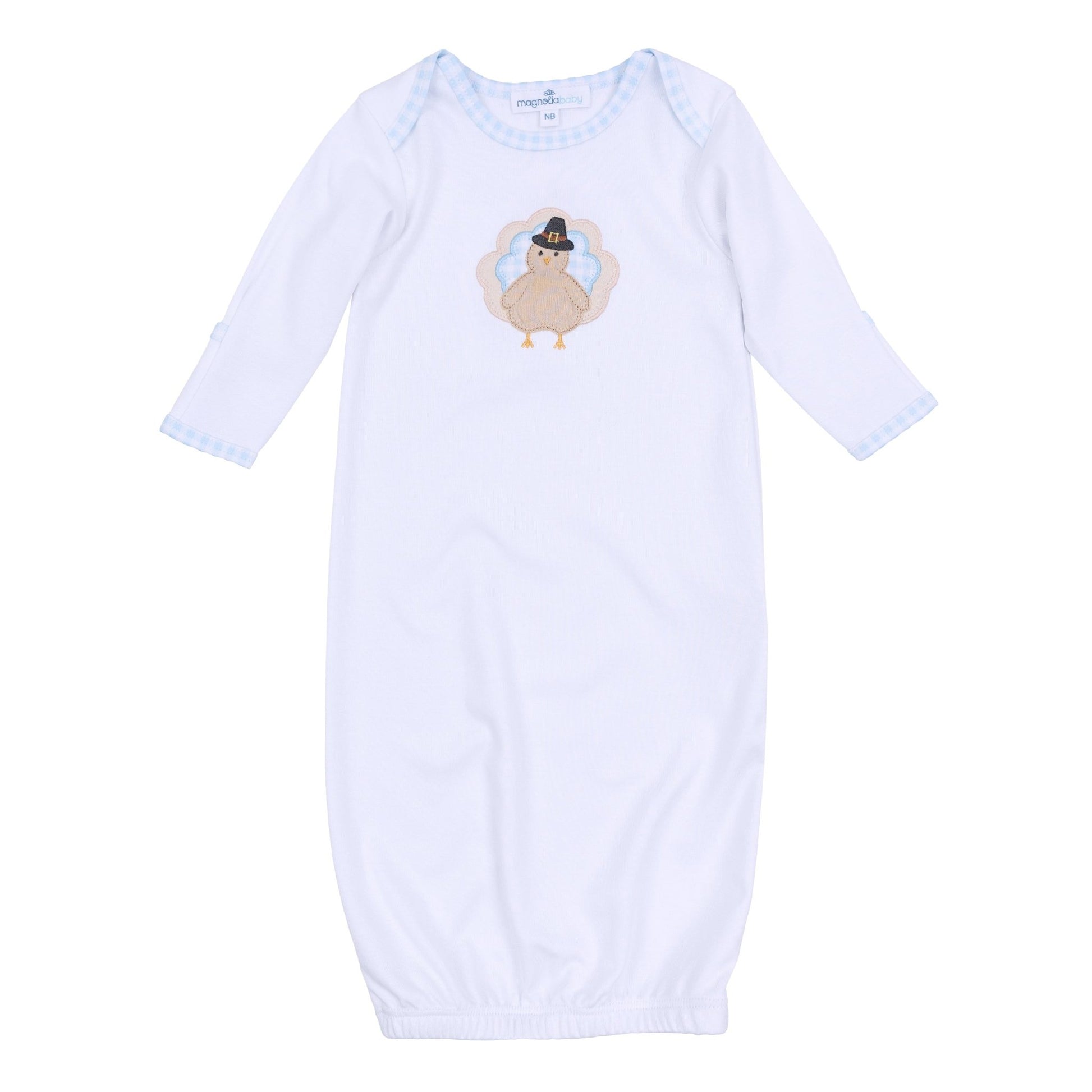 Pilgrim Pals Applique Lap Gown - Light Blue - Magnolia BabyGown