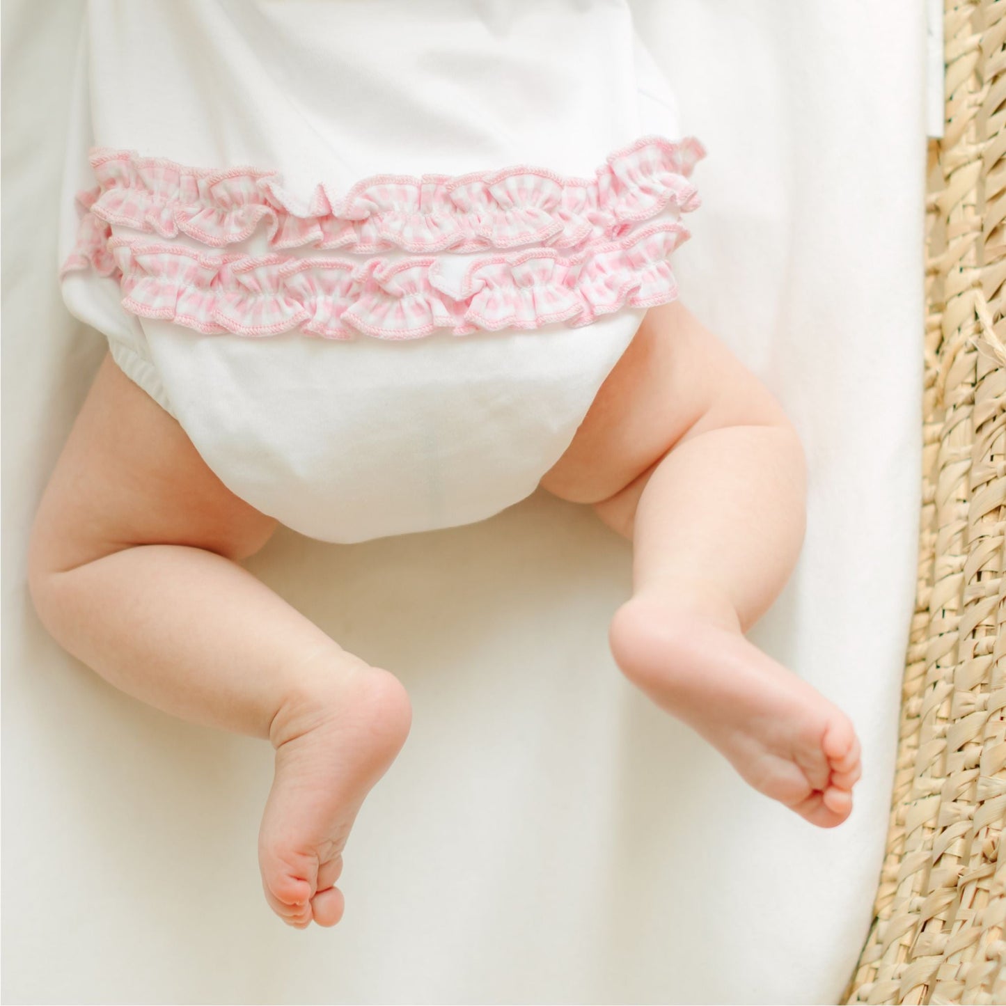 Pilgrim Pals Applique Ruffle Short Sleeve Bubble - Pink - Magnolia BabyBubble