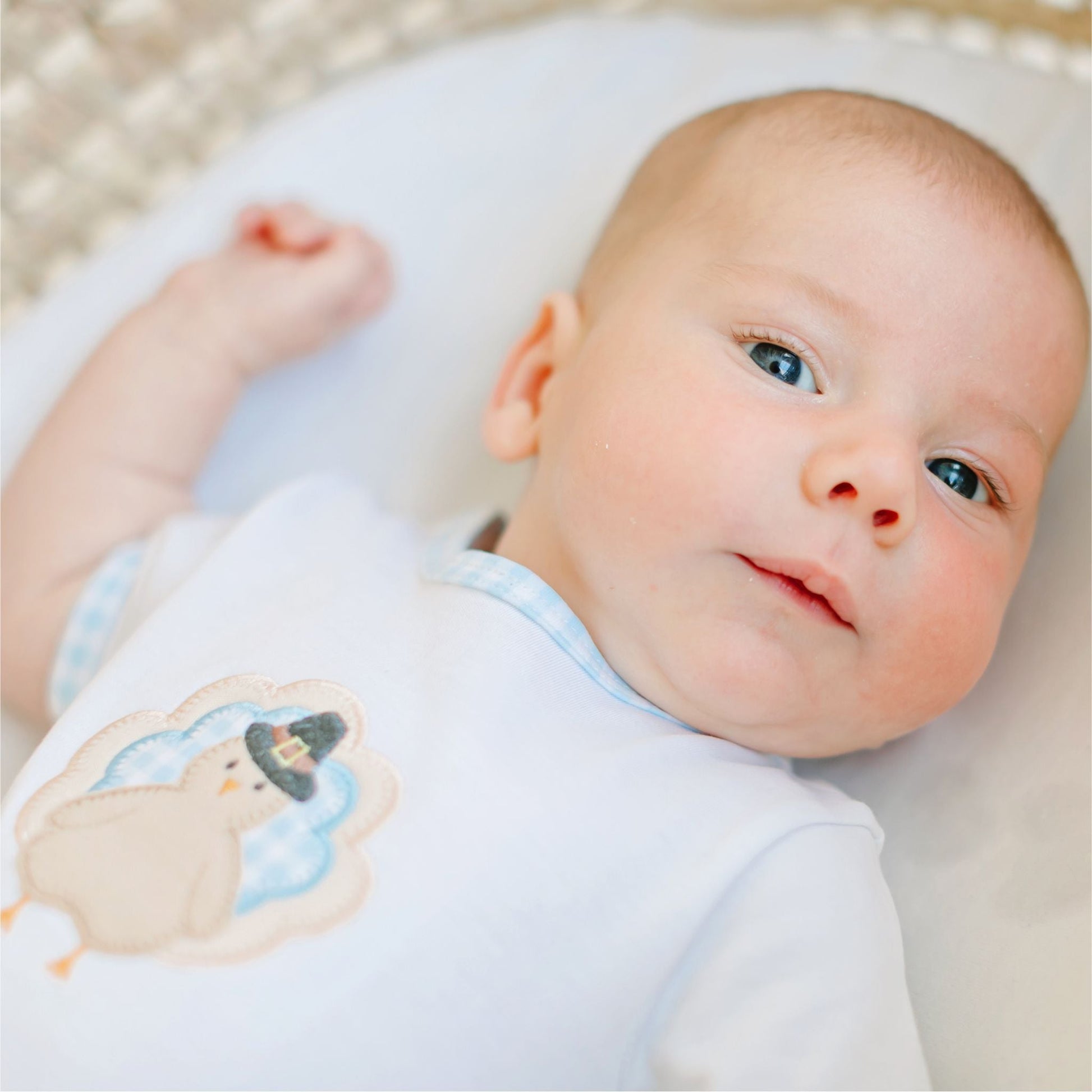 Pilgrim Pals Applique Short Sleeve Bubble - Light Blue - Magnolia BabyBubble