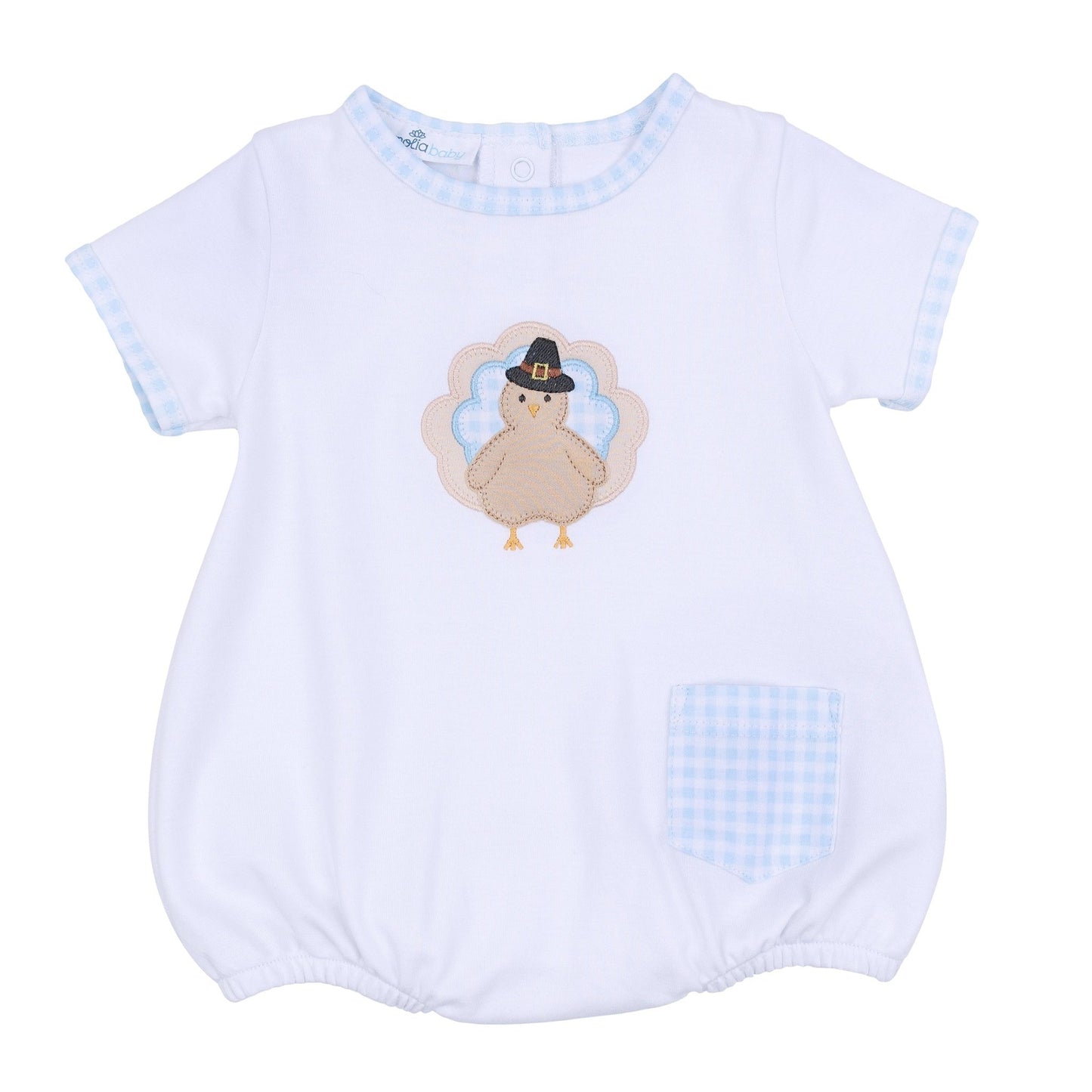 Pilgrim Pals Applique Short Sleeve Bubble - Light Blue - Magnolia BabyBubble